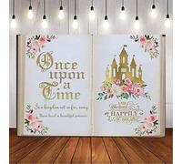 Aumeko C'era una volta sfondo rosa floreale oro castello principessa fiaba decorazione festa di compleanno ragazze primo compleanno festa Photobooth forniture sfondo torta decorazioni tavolo