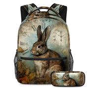 Aumenta la tua fiducia con lo zaino alla moda da 2 pezzi, motivo scoiattolo vintage, Multicolore#04, B：29.4x20x40cm P：19x7.5x3.8cm, Zaini Daypack