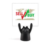 Aumentare le vendite Diminuire Profit Perdita Memo Holder Cartoon Gatto Nero Stand Decorazione