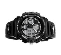 Aumotop 1163 Orologio da Polso Digitale Al Quarzo per Bambini Allarme Luminoso a LED per Ragazzi e Ragazze Orologio Sportivo da Esterno con Cinturino in PU Accessori Indossabili Impermeabili (Nero)