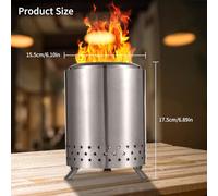 Aumotop Braciere da Tavolo Portatile in Acciaio Inossidabile - Grande capacità, falò con Flusso D'aria a Doppia Parete per Città/periferia/cortile, Mini Braciere Compatto