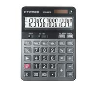 Aumotop Calcolatrice Ufficio Grande con Display a 14 Cifre con Doppia Alimentazione per Contatore, Funzione di Verifica e Correzione 112 Passaggi, Calcolatrice Tavolo Chiave in Cristallo Grigio