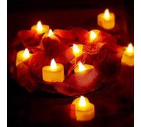 Aumotop Candele LED a Forma di Cuore, 24 Candele LED a Forma di Cuore D'amore Romantico per San, Candeline con Petali Rosa Rosso Scuro, Ottima Decorazione, Plastica/bianco Caldo/24 Pezzi (Colore