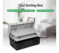 Aumotop Cassetta degli Attrezzi Portatile in Plastica a 3 Strati per Attrezzi Domestici, Chiodi e Spille, Organizer -grigio per Hobby o Bricolage, Cassetta degli Multiuso Durevole gli Appassionati