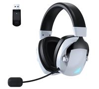 Aumotop Cuffie da Gioco di Alta qualità Luci LED Connessione a Tre modalità Suono Surround 3D Design Confortevole Durata della Batteria 36 Ore per gli Appassionati di Giochi Materiale ABS Bianco e