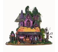Aumotop Fai da Te Castello Stregato Puzzle 3D Set da Costruzione con Luci a LED per la Decorazione Domestica Spaventosa, Amanti di Halloween Materiale in Legno/carta/stoffa