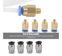 Aumotop Fascio di PTFE PTEE di Alta qualità - Accessori per Stampante 3D PLA ABS da 1,75 Mm con Raccordo Rapido PC4-M6 e Raccordo Pneumatico Dritto PC4-M10 - Resistenza Al Calore Fino a 260°C