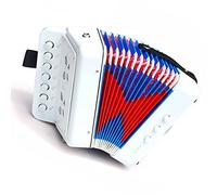Aumotop Fisarmonica Giocattolo Strumento Musicale per Bambini 7 Tasti per Imparare le Filastrocche, Aspetto Attraente, Materiale Plastico Sicuro e Durevole (Bianco)
