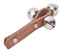 Aumotop Jingle Hand Bells Strumento a Percussione per Neonati e Adulti, Suono Forte e Chiaro, Esercita L'attenzione del Bambino, Pelle + Metallo, 5,7 X 2,8 X 0,3", 1 Campanello