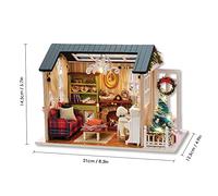 Aumotop Kit Realistico in Miniatura per Casa delle Bambole Fai-da-te con Luci a LED per L'artigianato in Legno Regalo la Festa dei Bambini