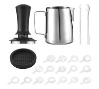 Aumotop Milk Frothing Pitcher 12oz, Design in Acciaio Inox | Set da 21 pezzi, resistente acciaio inossidabile 304, facile da pulire, ideale per latte art, forte e resistente al calore