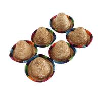 Aumotop Mini Cappelli Sombrero in Paglia da 6 Pezzi per Decorazioni Fai da Te con Colori Vivaci, Cappelli Festa Leggeri e Robusti per Pasqua, Compleanni - Stile Messicano, 3,7 Pollici