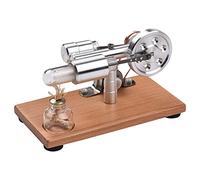 Aumotop Modello di Motore Stirling Luce a LED Motore Ad Aria Calda Giocattolo Educativo per Bambini Adulti Arredamento per Ufficio Base in Legno Esperimento Scientifico di Laboratorio in Aula