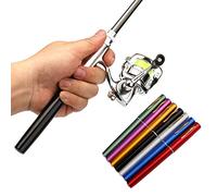 Aumotop Mulinello da Pesca Pieghevole Tascabile Compatto Combo Mini Penna Kit Canna da Pesca Telescopica Leggera Mulinello Kit per Pescatori in Movimento Lega di Alluminio e Fibra di Acciaio (1,4