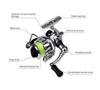 Aumotop Mulinello da Pesca Pieghevole Tascabile Compatto Combo Mini Penna Kit Canna da Pesca Telescopica Leggera Mulinello Kit per Pescatori in Movimento Lega di Alluminio e Fibra di Acciaio (1,4