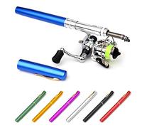 Aumotop Mulinello da Pesca Pieghevole Tascabile Compatto Combo Mini Penna Kit Canna da Pesca Telescopica Leggera Mulinello Kit per Pescatori in Movimento Lega di Alluminio e Fibra di Acciaio (1M)