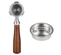 Aumotop Portafiltro Senza Fondo da 51 Mm per EC680 EC685, Acciaio Inossidabile con Manico in palissandro. Adatto a Baristi Alle Prime Armi, Include Cestelli Filtranti (EC680 2 cestelli filtranti