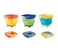 Aumotop Secchio da Spiaggia Pieghevole per Sabbia Giocattolo Secchio per Sabbia Espandibile Senza BPA Doppie Maniglie Il Trasporto Pesca, Picnic 20 * 17 * 11 Cm (Verde)