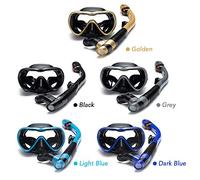 Aumotop Set Boccaglio Antiappannamento in Vetro Temperato per Immersioni Subacquee Nuoto - Occhiali Protettivi a Tenuta con Tubo per Boccaglio Asciutto (Oro)