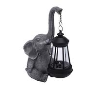Aumotop Statua di Elefante da Esterno con Lanterna Solare, Resistente | Materiale in resina, Luce LED ad alta efficienza energetica, Ideale per l\'arredamento del giardino, Design resistente alle
