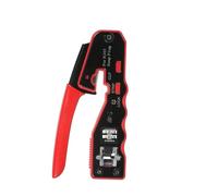 Aumotop Strumento di Crimpatura RJ45 Tutto in Lama in Acciaio di Alta qualità per Cavi Cat5e Cat6 Cat6a Strumento Crimpatura Passante per Professionisti IT Kit ABS Rosso con 100 Connettori e 100