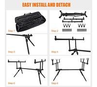 Aumotop Supporto per Supporto Pod per Canna da Pesca Regolabile con 3 Avvisi 3 Scambi di Esche, Asta in Lega di Alluminio Resistente Laghi Bacini Artificiali Fiumi (Aumotopruyfq86agz-Y19769-T)