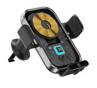 Aumotop Supporto per Telefono da Auto con Ricarica Rapida Wireless Antiscivolo Si Fissa Saldamente Alla Presa D'aria Ricarica Rapida Compatibile con Vari Dispositivi ABS+PC Grigio Scuro/Argento (#1)