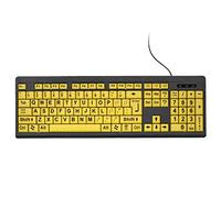 Aumotop Tastiera Cablata con Tasti Gialli per Utenti ipovedenti. Digitazione Silenziosa Ideale per gli anziani. Tasti Gialli con Lettere Nere