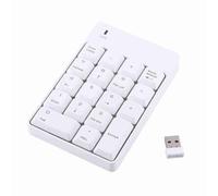 Aumotop Tastierino Numerico USB Wireless 18 Tasti per PC Portatile, Mini Tastiera Digitale con Connessione Senza Cavi per Utenti di Notebook, Bianco (Bianco)