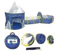 Aumotop Tenda da Gioco per Ragazzi e Bambini con Tunnel, Canestro da Pallacanestro, Casetta Gioco in Poliestere Blu Leggero Montare Facilmente, 41,3 * 53,1 Pollici, Custodia per il Trasporto (#2)