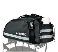 AUMTISC Borsa da bicicletta per portapacchi, 15 l impermeabile e riflettente con tracolla e portabottiglie con parapioggia