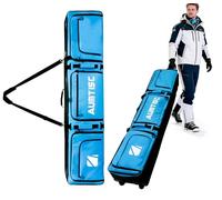 AUMTISC Borsa da snowboard con ruote, borsa da sci imbottita per viaggi aerei, adatta per sci fino a 165-175 cm (blu)
