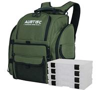 AUMTISC Borse per Attrezzatura da Pesca Borse da Pesca Resistenti all'Acqua salata con 4 vassoi per Attrezzatura da Pesca Borse per Attrezzatura da Pesca con Protezione Antipioggia Verde