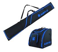 AUMTISC - Set di borsa da sci e borsa per scarponi da sci, borsa da viaggio per sci durevole e imbottita, lunghezza regolabile, fodera interna impermeabile, adatta a sci fino a 200 cm