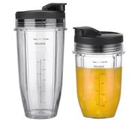 AUMUA 18oz/ 24oz Tazza di Ricambio Compatibile con Ninja Frullatore BN750EU BN495EU BN800EU TB301EU TB401EU CB100EU CB350EU, con 2 Coperchio Pieghevole, Parti di Ricambio Accessorio per Frullatore