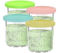 AUMUA 4 Pezzi Contenitori per Gelato Fatto in Casa con Coperchi per Ninja CREAMi Gelatiera Deluxe NC501EU NC501 NC500, Accessori Contenitori di Ricambio, Vaschette per Gelato (Blu/Rosa/Lime/Giallo)