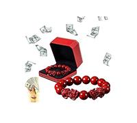 Aumude Bracciale Feng Shui da donna, cinabro cinabro, braccialetto FengShui, braccialetto Feng Shui ricchezza, braccialetti portafortuna Pi Xiu cinabro rosso, braccialetto cinese Feng Shui