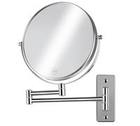 AumVum Specchio ingranditore per trucco da 8 pollici, specchio bifacciale 1X/10X con braccio estensibile, girevole a 360°, per toeletta e bagno, finitura cromata