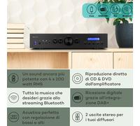 Auna AMP-CD608 DAB, amplificatore stereo HiFi, 4x100W, RMS, DAB+, BT, ingresso ottico, telecomando