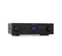 Auna Amplificatore Audio Stereo, Amplificatore HiFi, Impianto Stereo Casa, Controllo degli Alti, Amplificatore Subwoofer e Casse HiFi con Potenza Audio 4 Canali, Telecomando, Ingresso AUX e Speakers