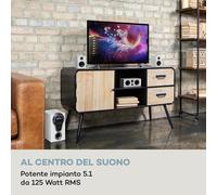 Auna Areal 525 DG, sistema surround 5.1, 125W RMS, ingresso ottico, BT, USB, SD, AUX, telecomando