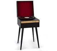Auna Giradischi Bluetooth per Dischi in Vinile, Lettore a 3 Velocità di Riproduzione, Giradischi Vinili Vintage con Casse Stereo, Gira Dischi per Vinile CD USB con Jack per Cuffie e Adattatore, Nero