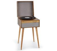 Auna Giradischi Bluetooth per Dischi in Vinile,Lettore a 3 Velocità di Riproduzione,Giradischi Vinili Vintage con Casse Stereo,Gira Dischi per Vinile CD USB con Jack per Cuffie e Adattatore,Legno