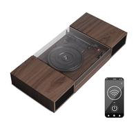 Auna Giradischi Bluetooth per Dischi in Vinile, Lettore Vinile a 3 Velocità di Riproduzione, Giradischi Vinili Vintage con Casse Stereo, AUX, Gira Dischi per Vinile con Jack per Cuffie e Adattatore