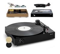 Auna Giradischi Portatile per Dischi in Vinile, Lettore Vinile a 3 Velocità di Riproduzione, Giradischi Vinili Vintage con Casse Stereo, Gira Dischi per Vinile con Jack per Cuffie e Adattatore
