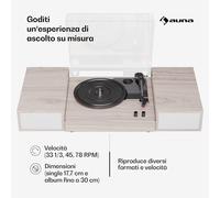 Auna TT-Play - Giradischi, 3 speed, 2x10W, BT, RCA-Out, a 3 velocità, Bluetooth