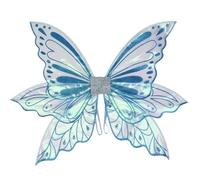 Aunaeyw Ali da fata per donne e ragazze, ali di farfalla per adulti, per costume di Halloween, ali d'angelo, per spettacoli teatrali, cosplay, feste (colore: blu, 90 x 65 cm)