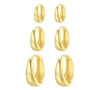 AUNEK Set di 3 Paia di Orecchini a Cerchio per Donna, Piccoli Cerchi Spessi, Orecchini Leggeri Impilabili, Gioielli Tendenza Cartilagine, Elica, Lobo, Confezione Regalo