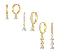 AUNEK Set di Orecchini a Cerchio Pendente Dorati per Donna, Cerchi Dorati con Goccia, Gioielli Minimalisti a Strati, Confezione Regalo Leggera