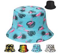AUNGCSHE Cappello da pescatore, cappello da sole da uomo, da pesca su entrambi i lati, cappello da pescatore retrò, pieghevole, per escursioni, campeggio, vacanze (fenicottero), Blu, Taglia unica